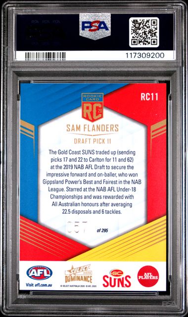 POP 1! 2020 Select Dominance Sam Flanders Rookies PSA 10