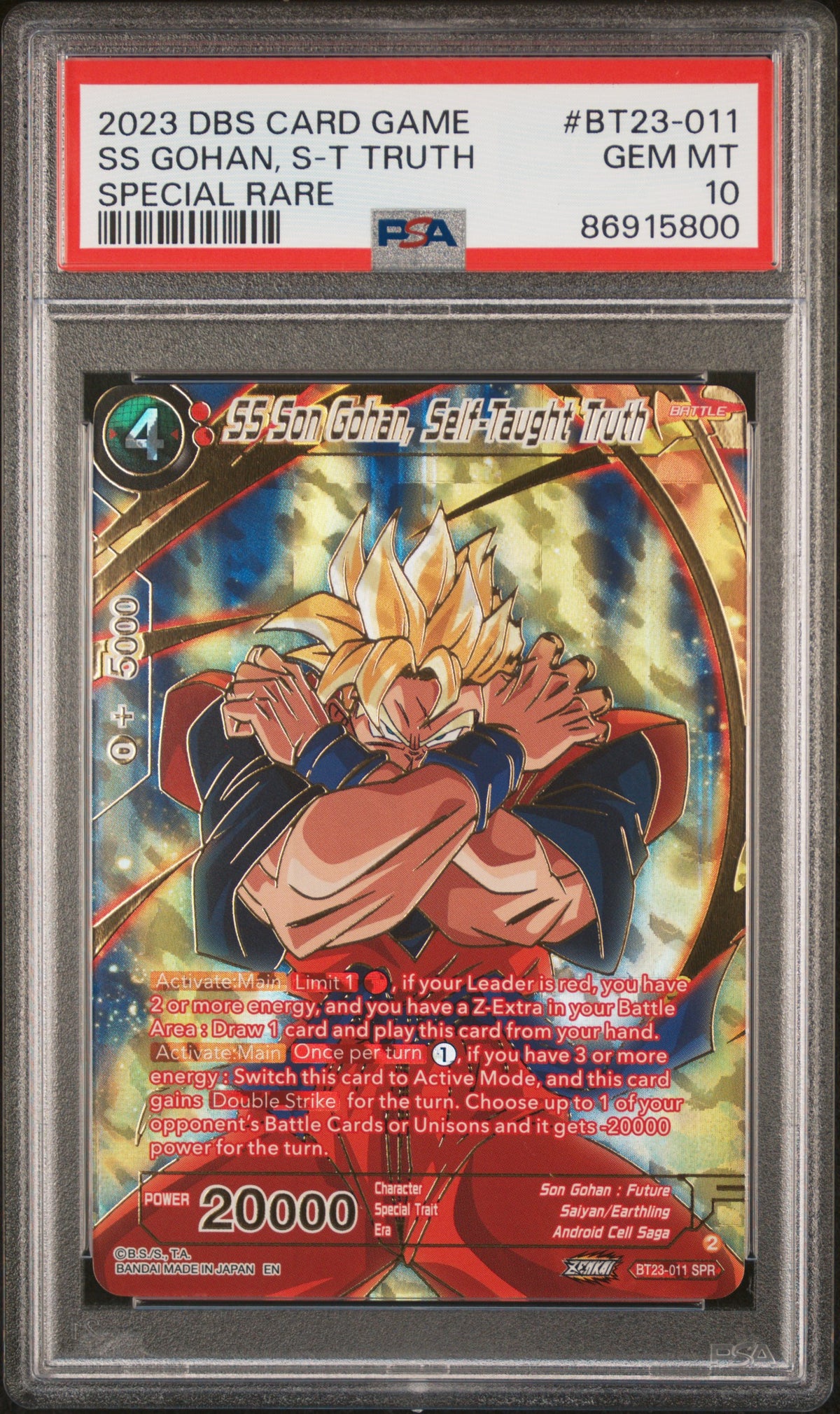 SS Son Gohan, Self-Taught Truth SPR BT23-011 — PSA 10 Gem Mint (Dragon Ball Super Perfect Combination)