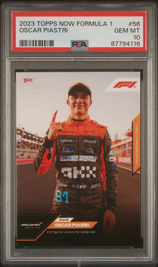 2023 Topps Now Formula 1 #56 Oscar Piastri PSA 10 GEM MT